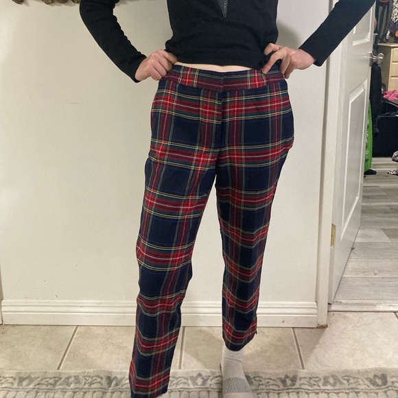 Talbots plaid pants red and black check casual slacks - Picture 1 of 10